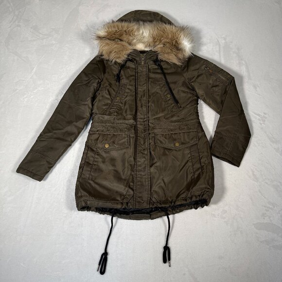 American Rag Jackets & Blazers - American Rag Cia Parka Jacket Women Size S Olive Green Full Zip Hooded Coat